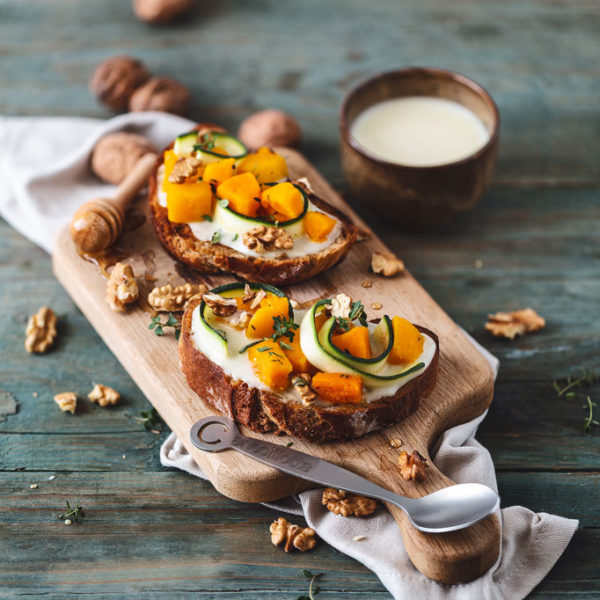 Tartines Cancoillotte courge et courgettes