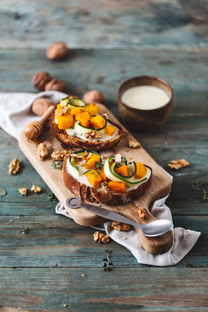 Tartines Cancoillotte courge et courgettes