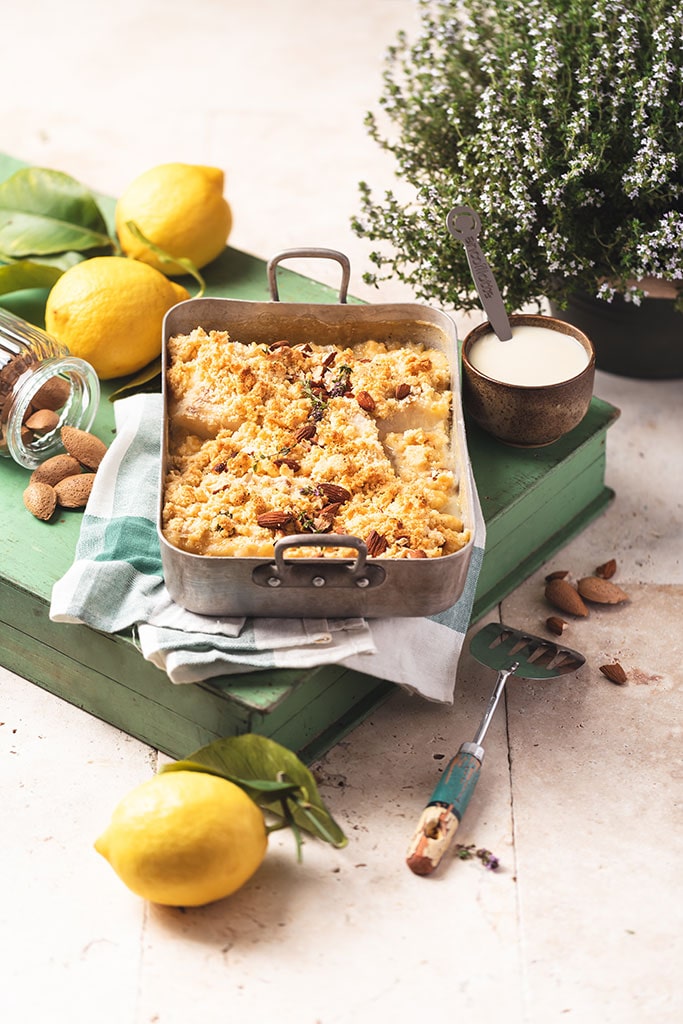 Recette de Crumble de Cabillaud au Citron et Cancoillotte