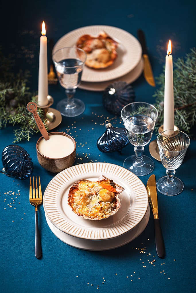 Saint-Jacques gratinées à la Cancoillotte