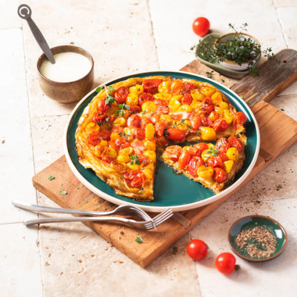 Tarte tatin de tomates cerise à la Cancoillotte